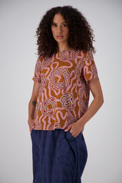 Loveknots Top- Caramel Seersucker