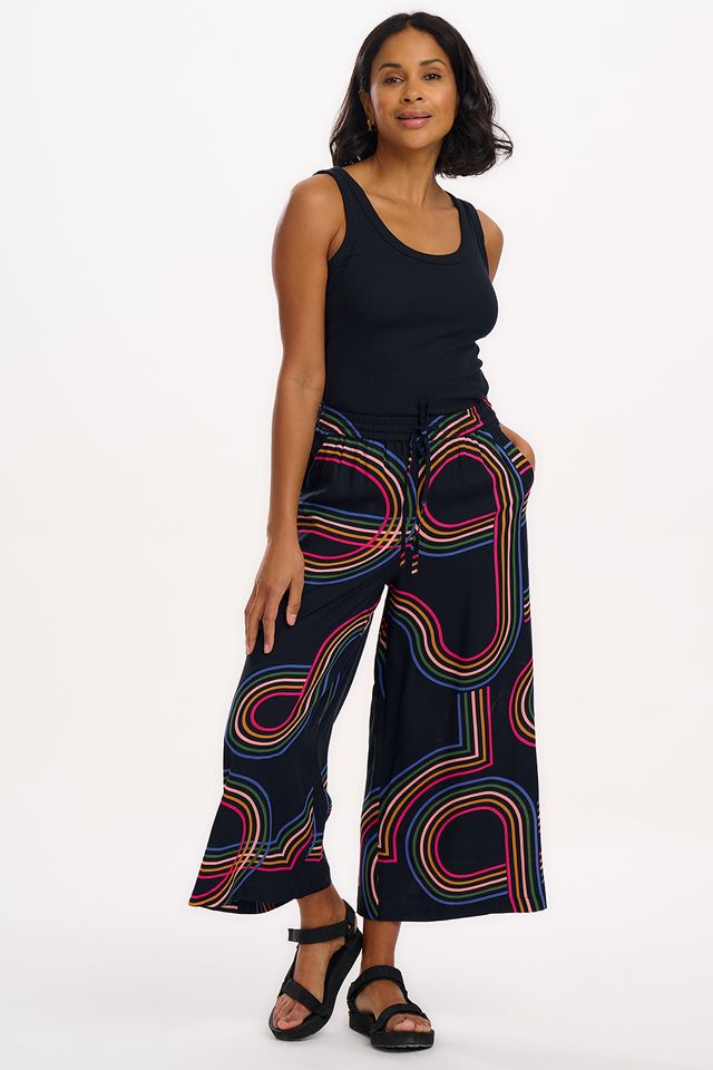 Sugarhill Brighton Ameera Wide Leg Pants in Retro Racer print