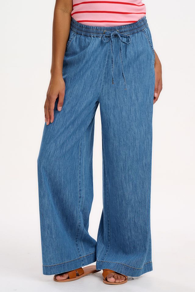 Sugarhill Brighton Roksanda Wide Leg Pants in Mid Wash Denim