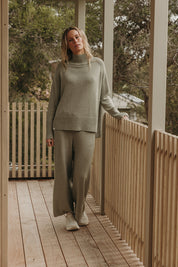 Harmony Mock Neck Pullover- Acacia