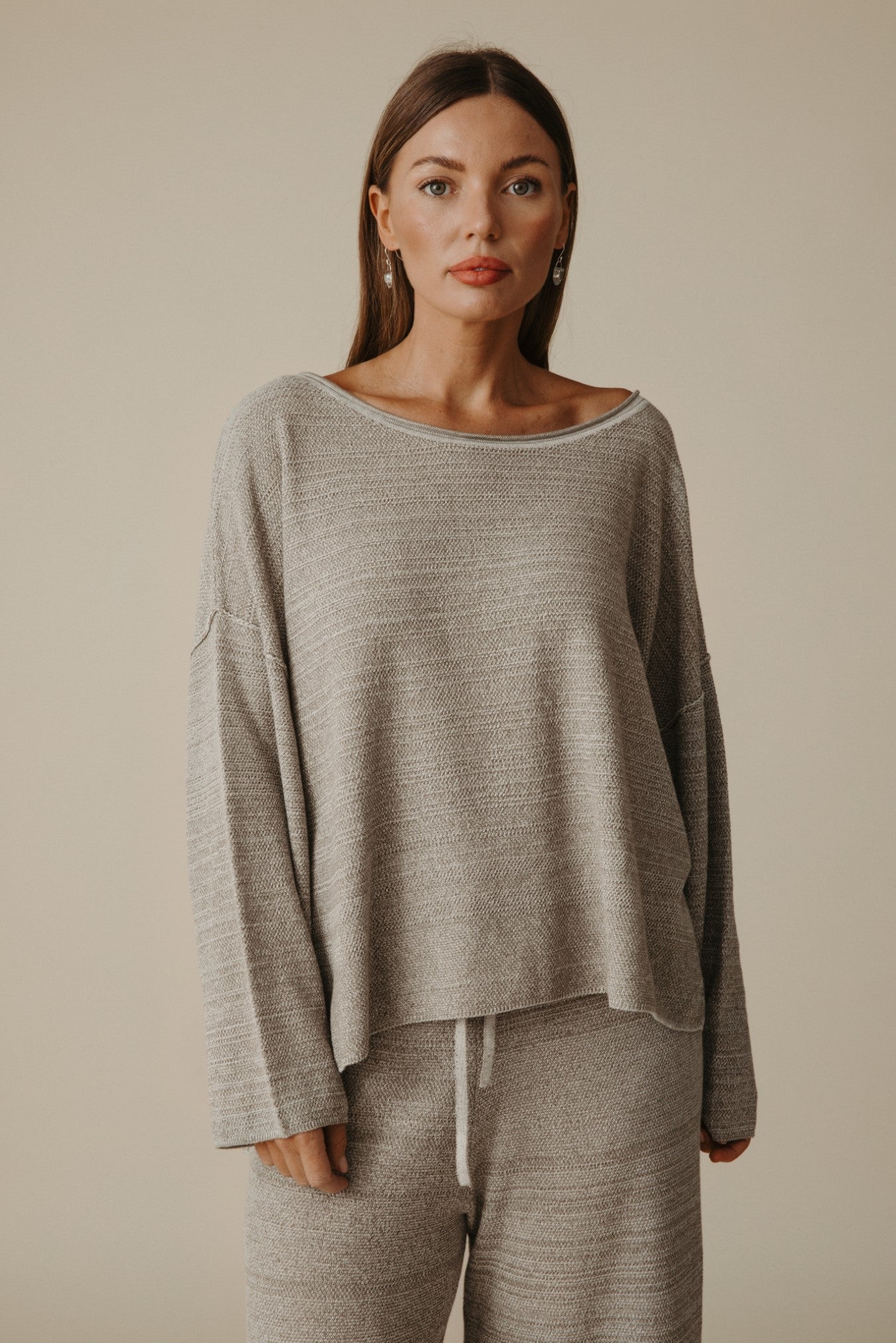 Talamaya Retreat Cotton Twist Pullover in Silver x Salt