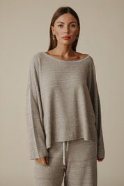 Talamaya Retreat Cotton Twist Pullover in Silver x Salt