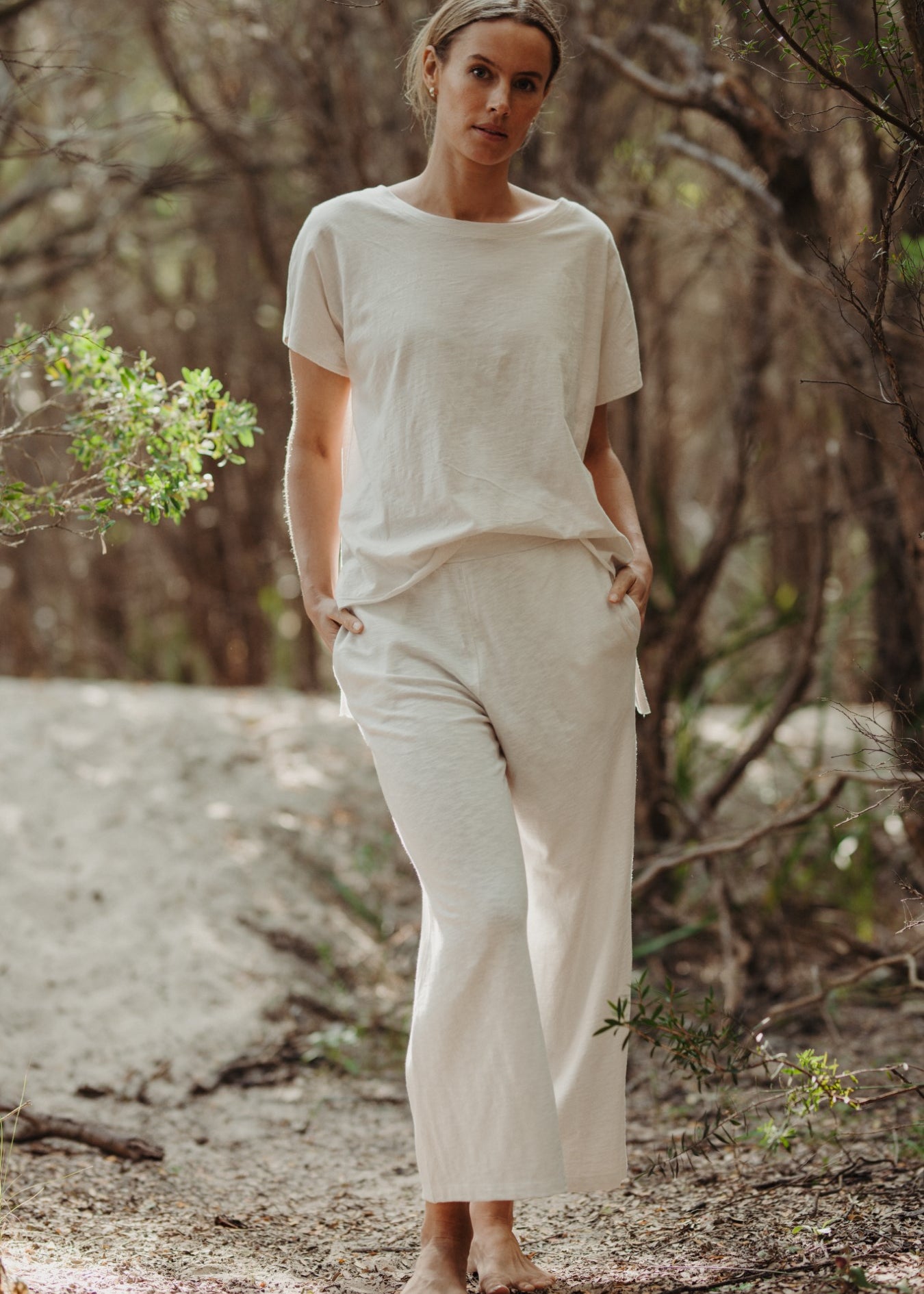 Talamaya Shoreline Cotton T-Shirt in Pebble