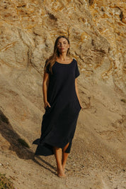 Talamaya Seabreeze Short Sleeve Dress in Pool
