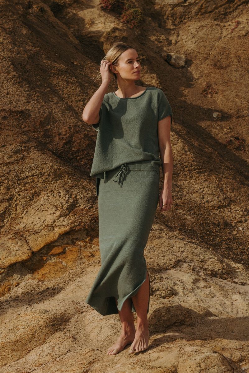 Talamaya Retreat Cotton Twist Skirt in Rainforest