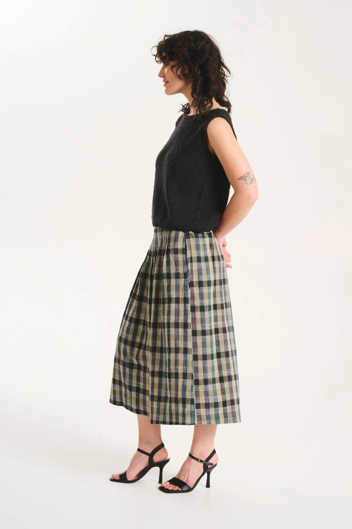 Tangier Plaid Skirt- Green