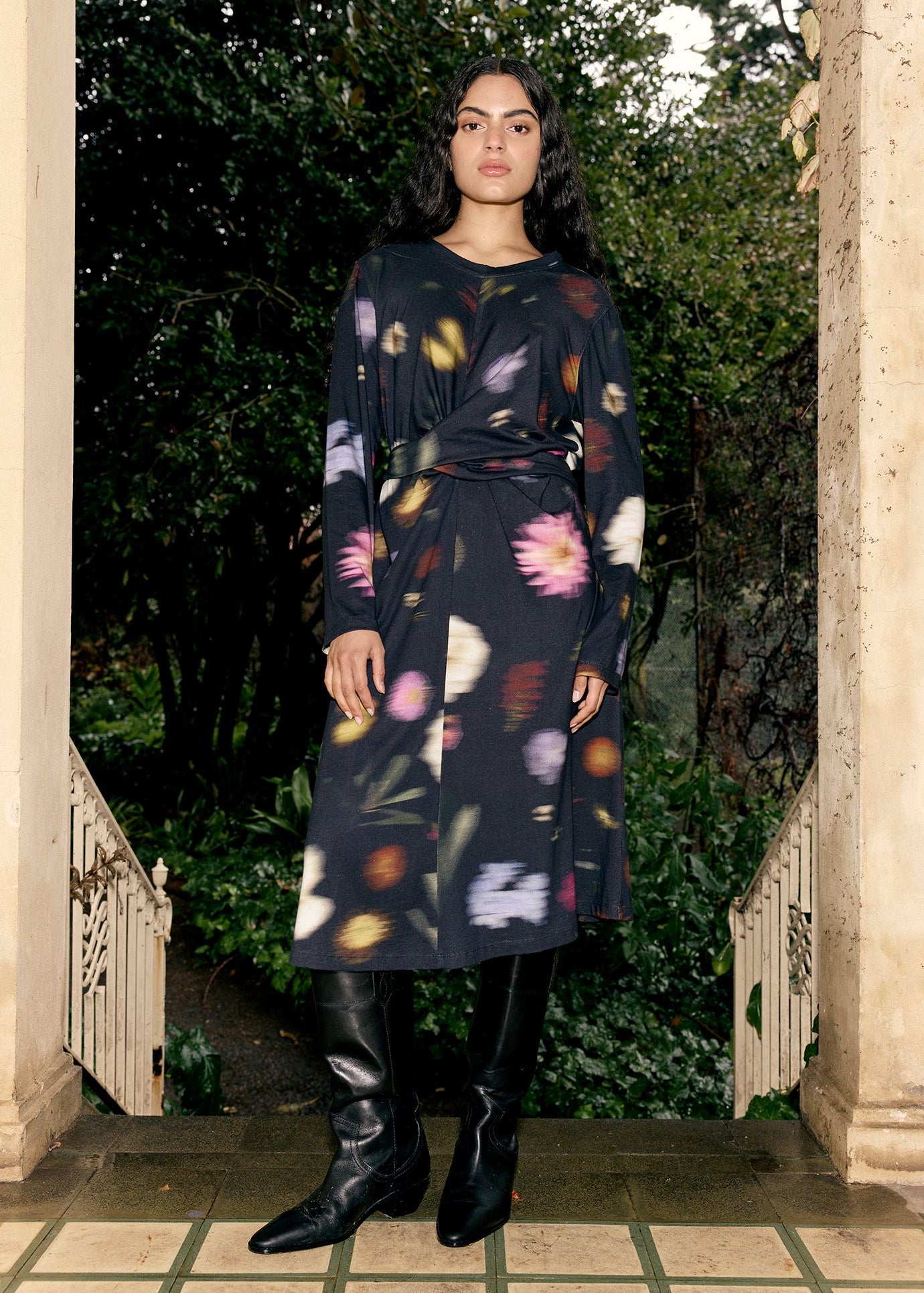 Nancybird Terra Wrap Dress in Haze Print