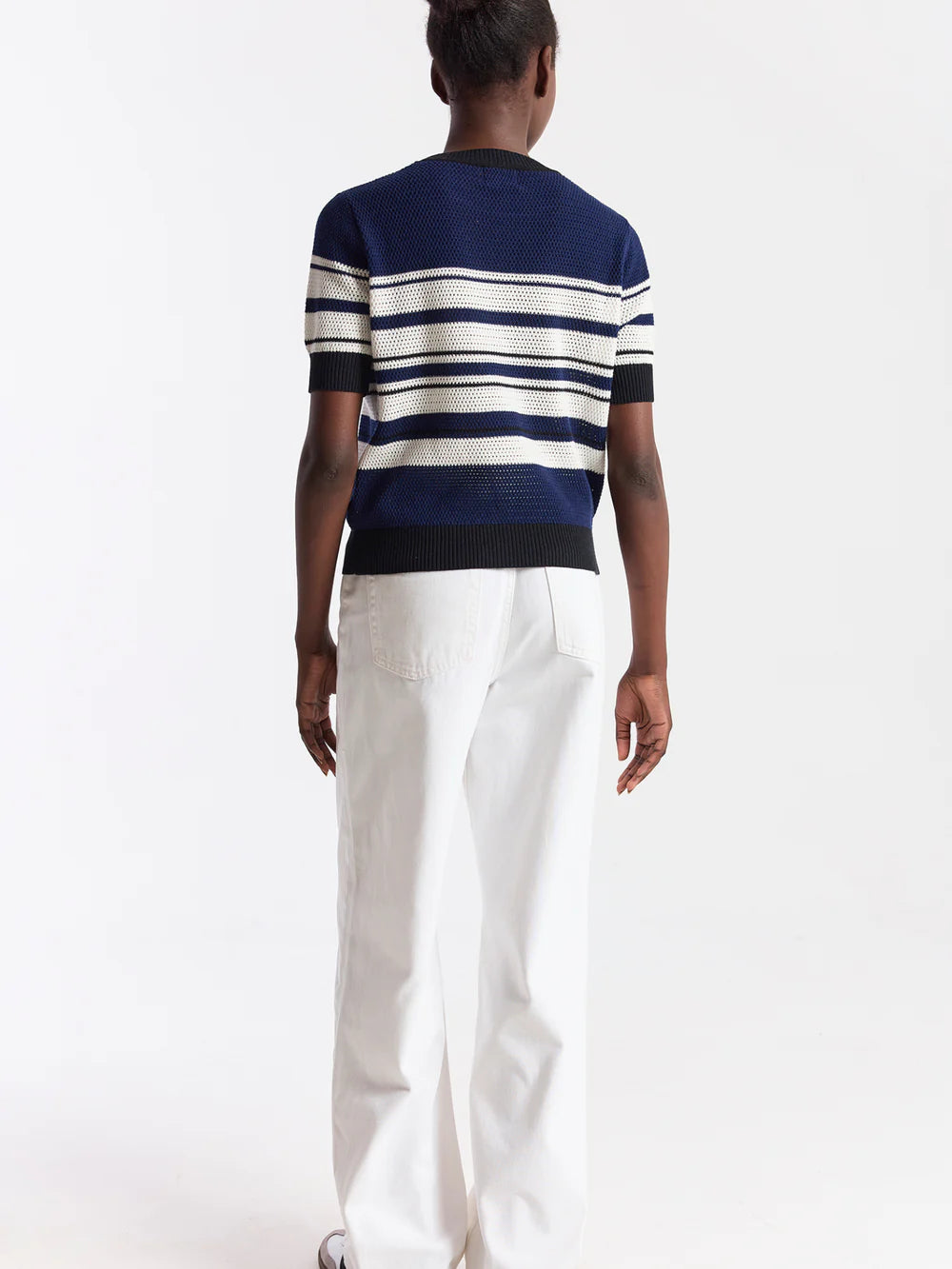 Texture Stripe Tee- Navy