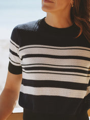 Texture Stripe Tee- Navy
