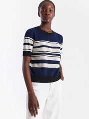 Texture Stripe Tee- Navy