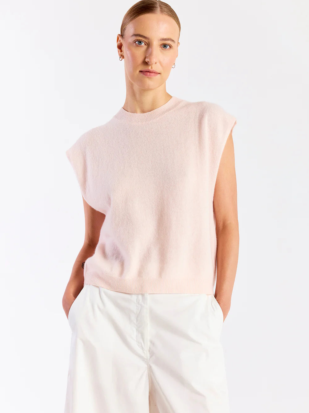 Brodie Tina Cashmere Tank in Quartz Pink