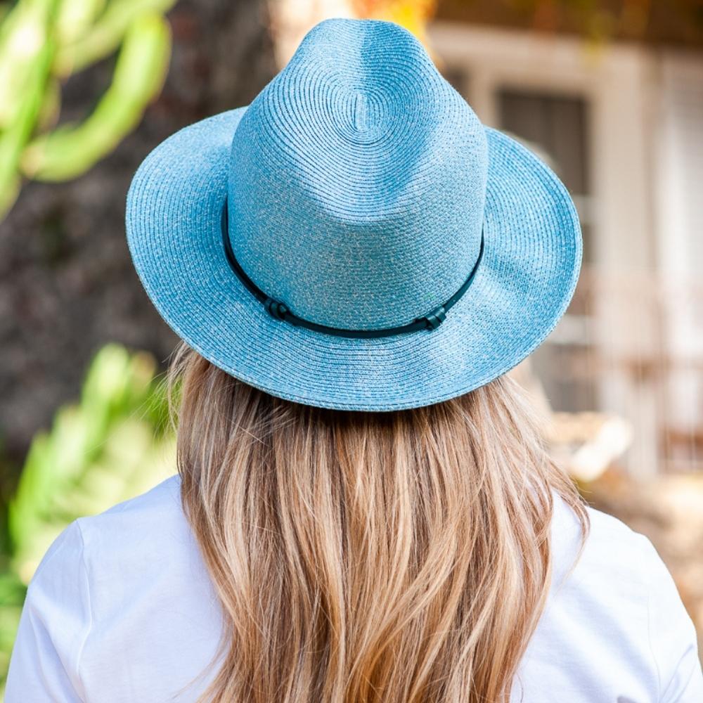 Borsalino Hat with Leather Strap-Celeste