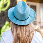 Borsalino Hat with Leather Strap-Celeste