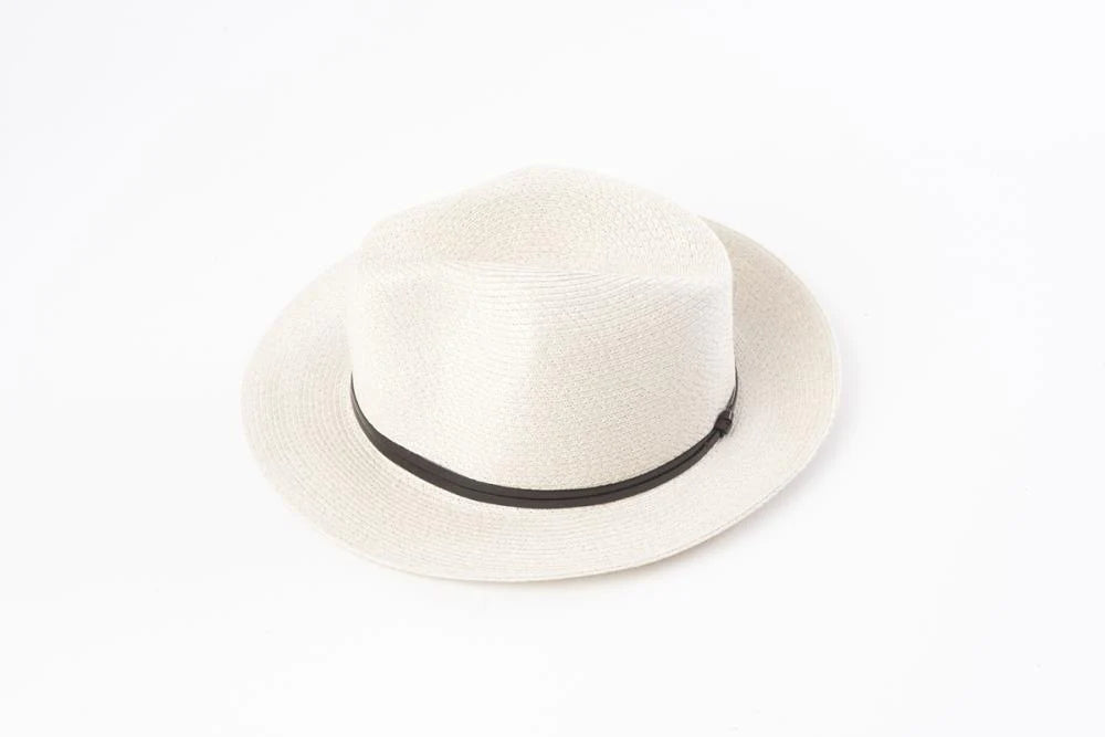 Borsalino Hat with Leather Strap-Off White