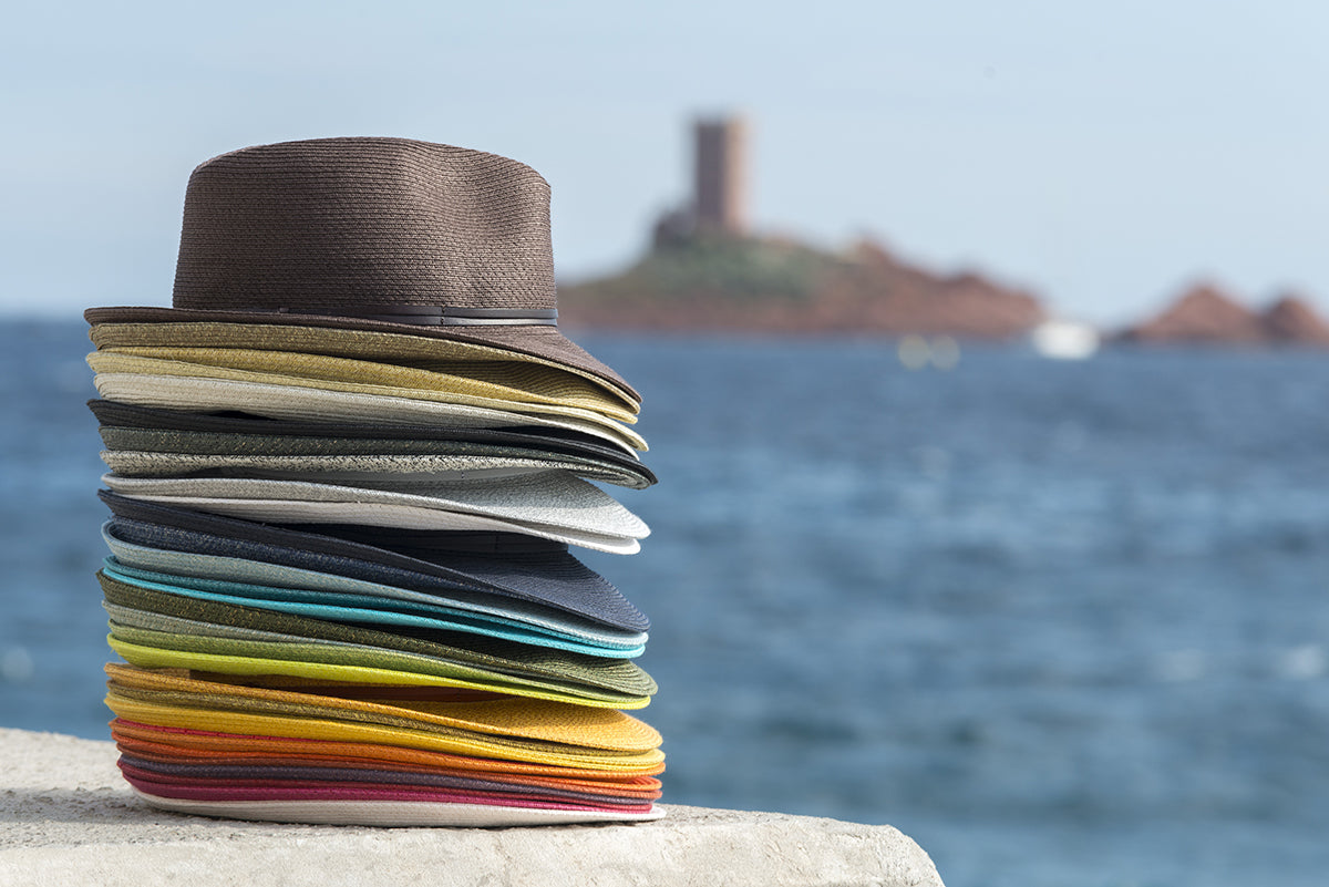 Borsalino Hat with Leather Strap-Off White