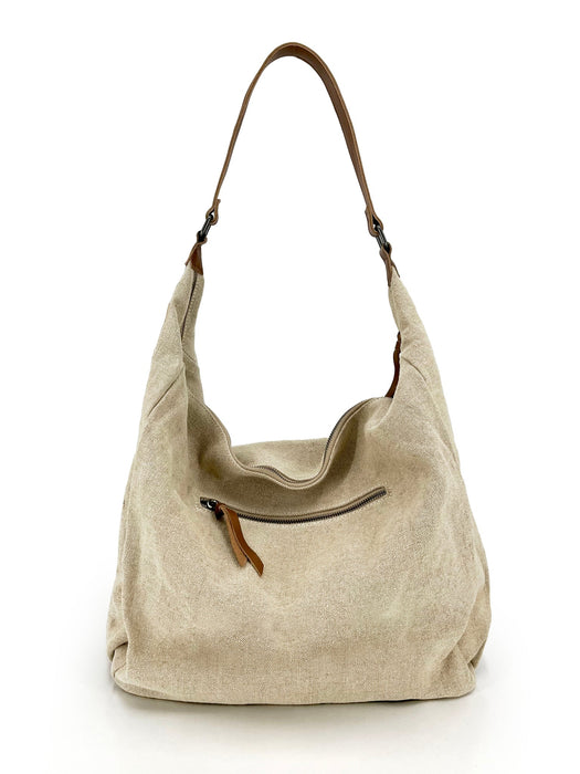 Pocket Tote Bag- Natural/Rust