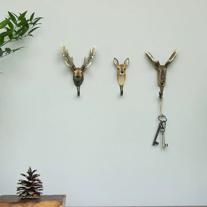 Wooden Carved Hook- Red Deer