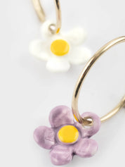 Two Tone Flower Hoop Earrings