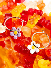 Two Tone Flower Hoop Earrings