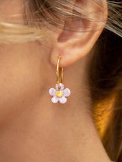 Two Tone Flower Hoop Earrings