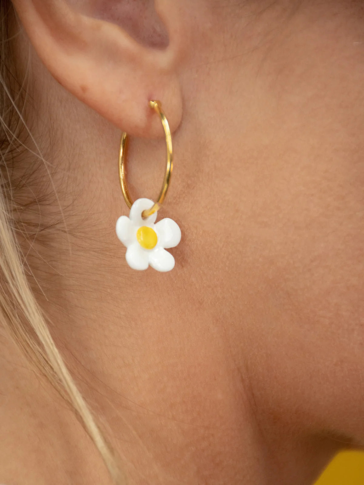 Two Tone Flower Hoop Earrings