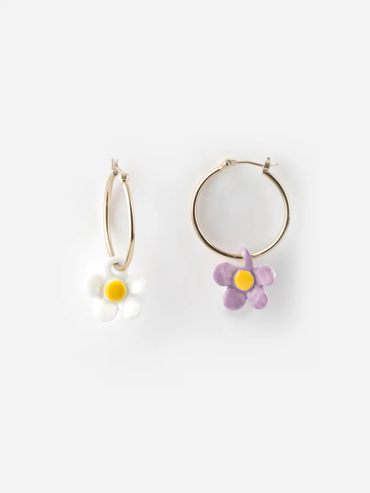 Nach Bijoux Two Tone Flower Hoop Earrings