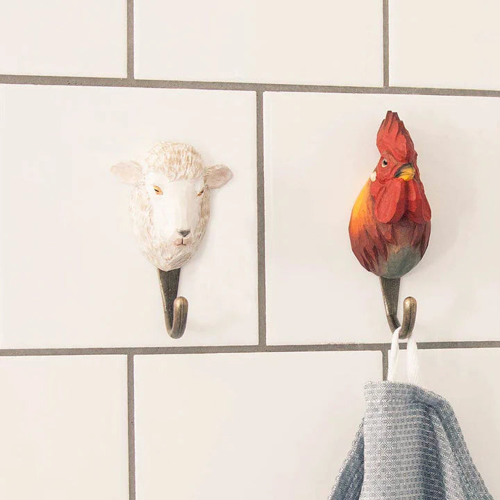Wooden Carved Hook- Rooster
