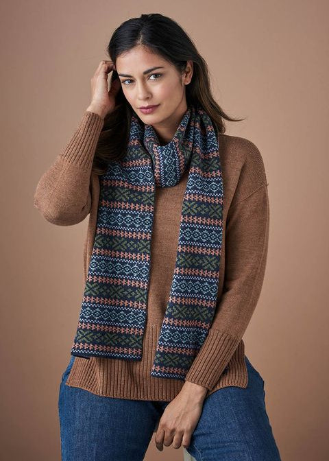 Uimi Alice Fairisle Wool Scarf in Storm