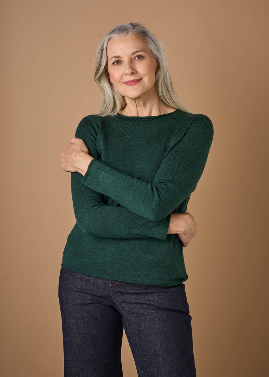 Phoebe Crew Jersey Top- Hunter