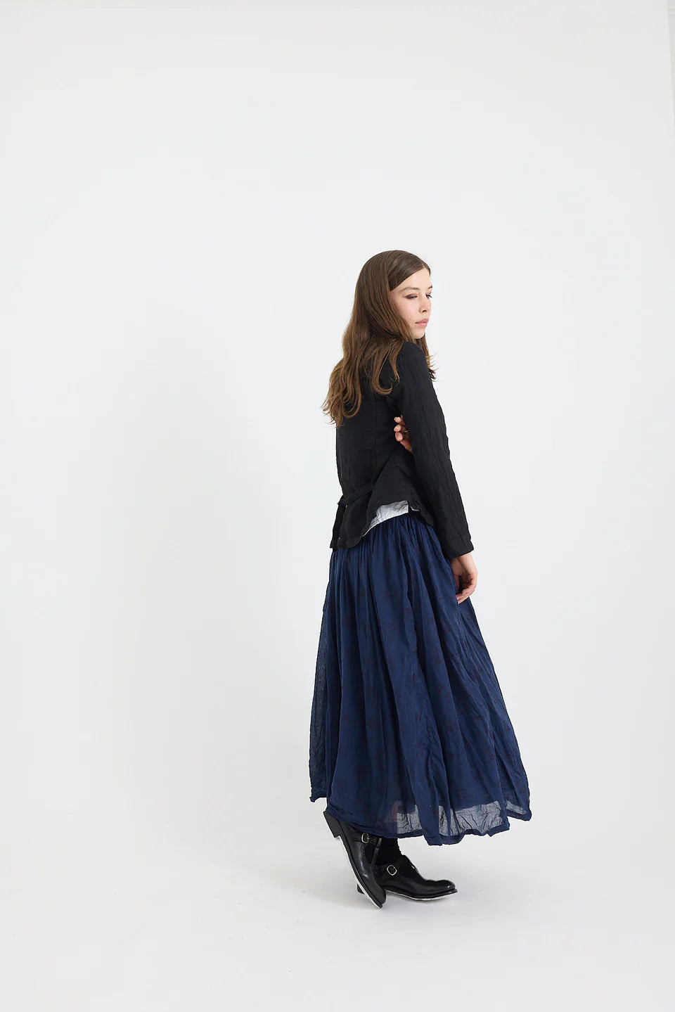 Ulla Skirt- Cotton Voile- Navy -Petite Rose