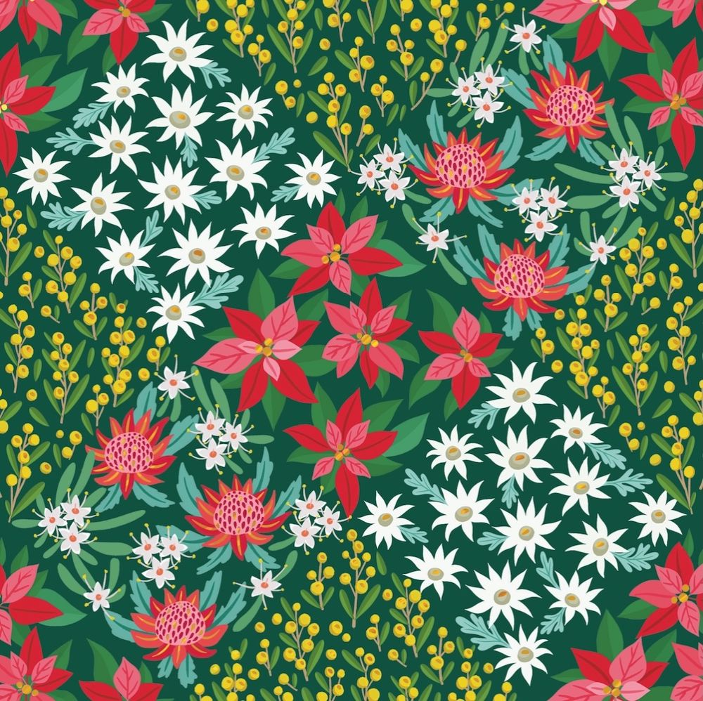 Christmas Card Set- RSPCA- Patchwork Flowers
