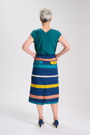 Valencia Stripe Audrey Skirt- Navy