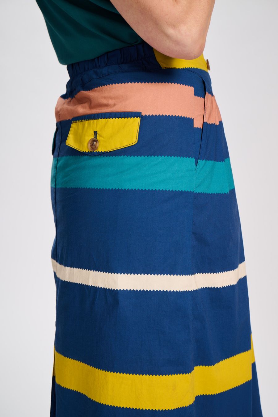 Valencia Stripe Audrey Skirt- Navy