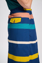 Valencia Stripe Audrey Skirt- Navy