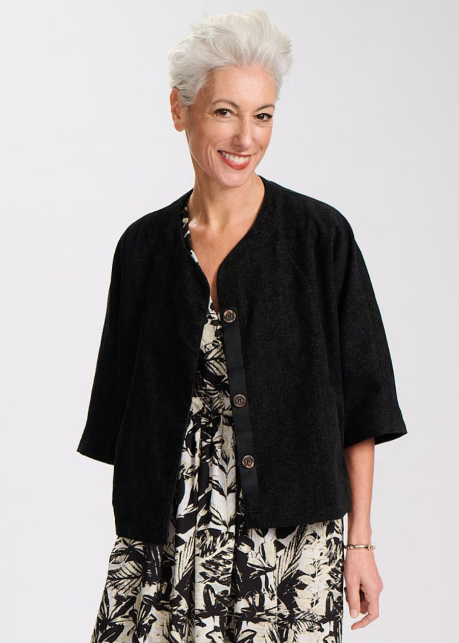 Olga de Polga Margot Valentina Jacket in Charcoal Tencel