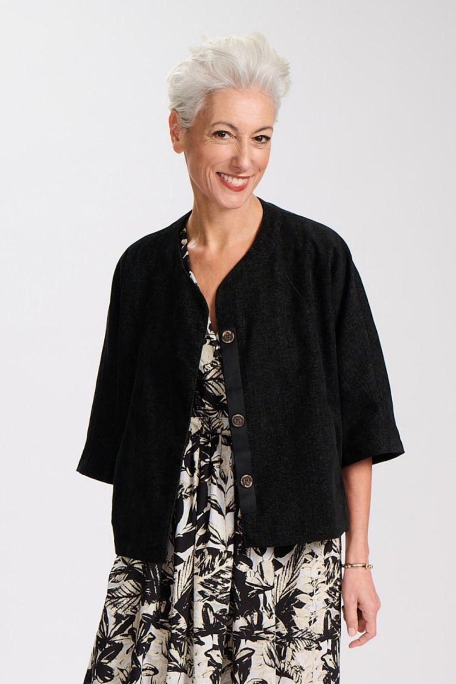 Olga de Polga Margot Valentina Jacket in Charcoal Tencel