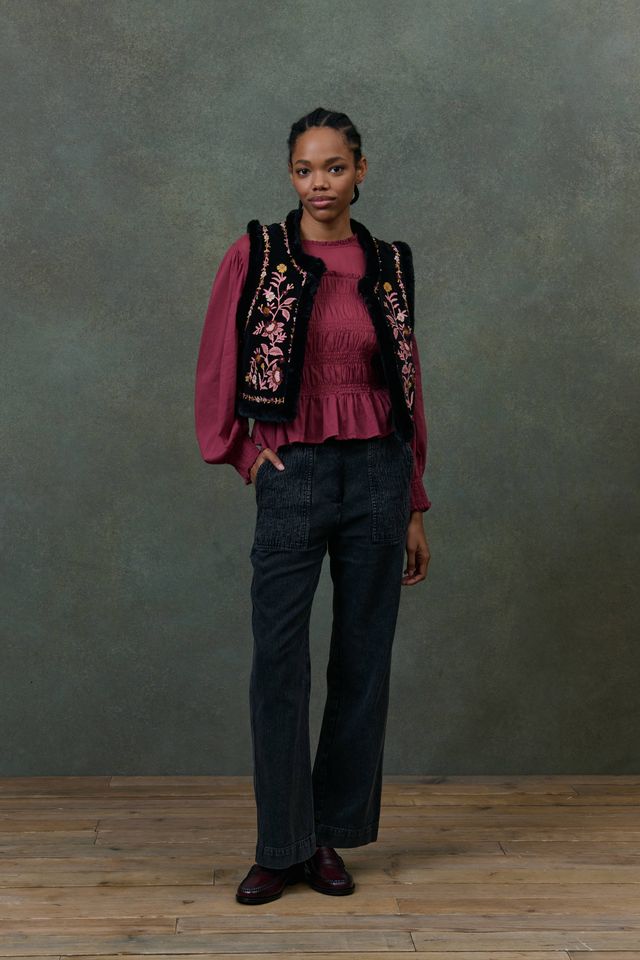 Louise Misha Renee Velvet Reversible Vest in Black