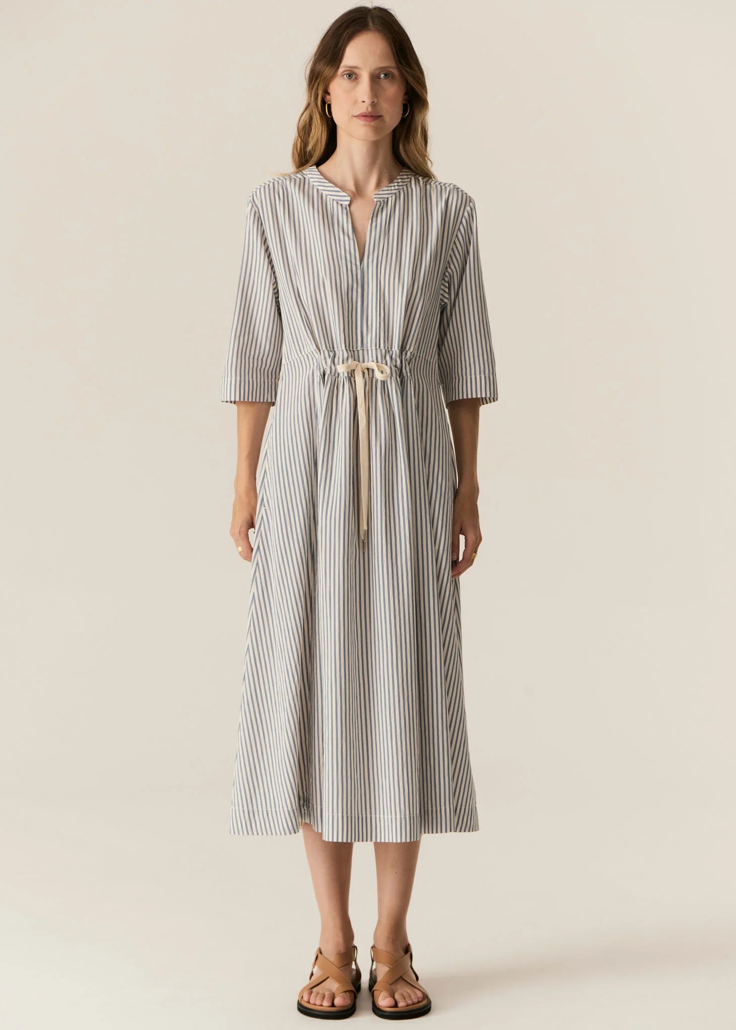 POL Vera Shirt Dress in Blue Stripe