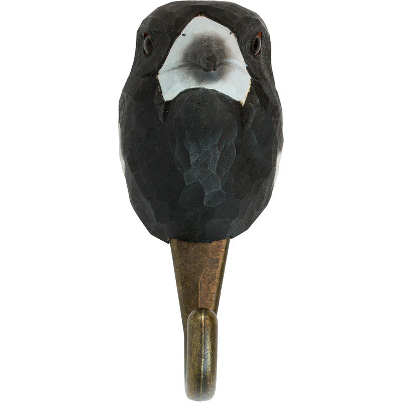 Wooden Carved Hook- Magpie