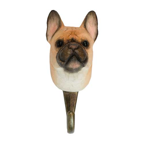 Wildlife Garden Wooden Carved Hook- French Bulldog