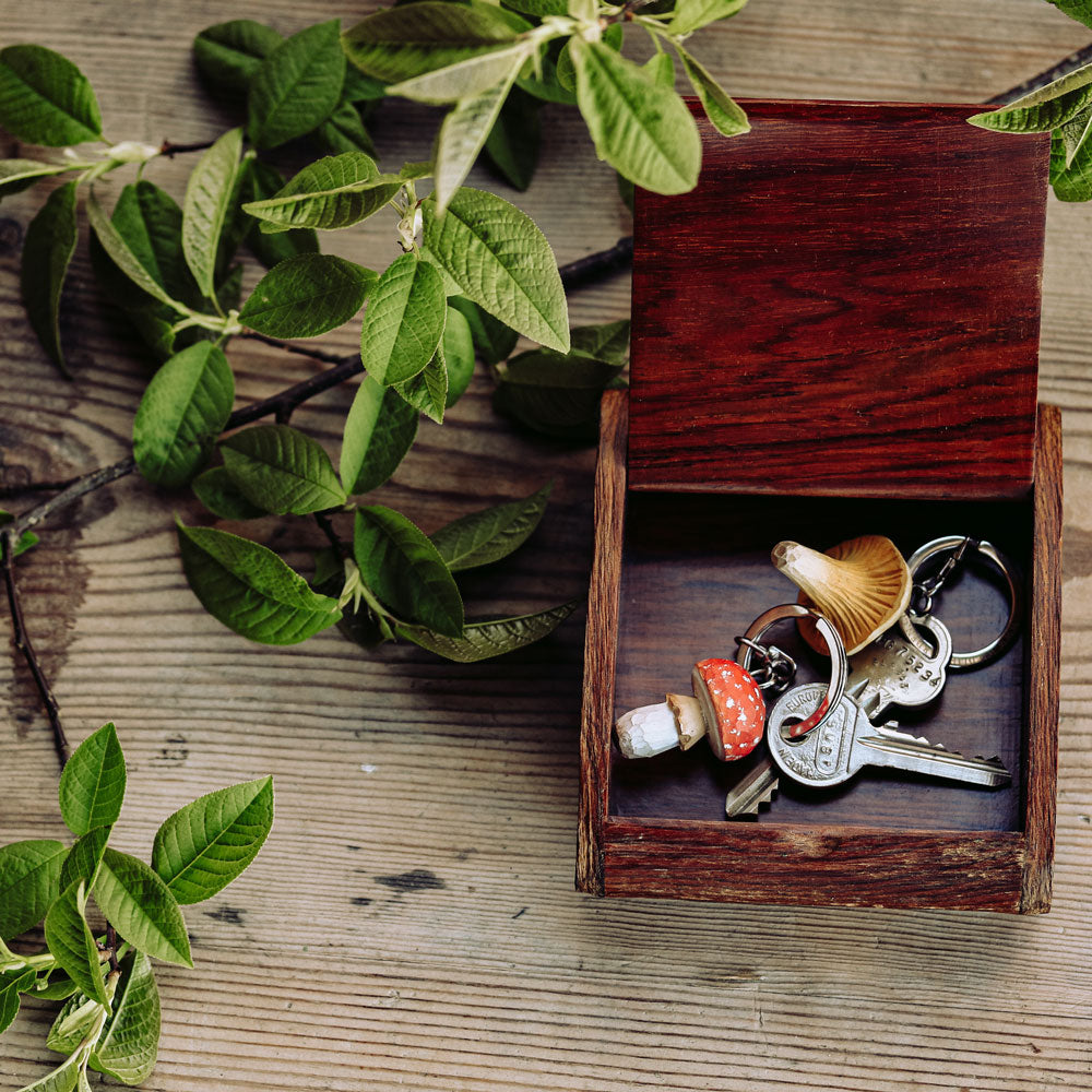 Wooden Carved Keyring-Chanterelle