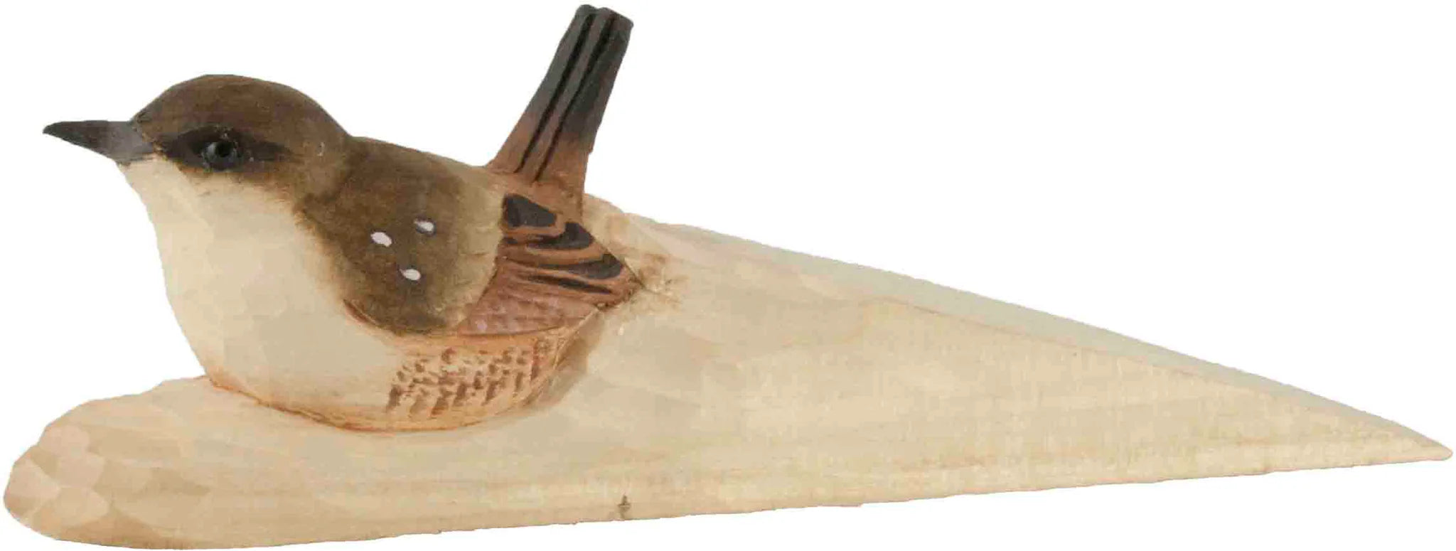 Wooden Carved Doorstop- Wren