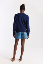 Love Heart Stitch Crew- Navy