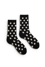 Lisa B Womens Crew Classic Dot Wool Cashmere Socks in Black