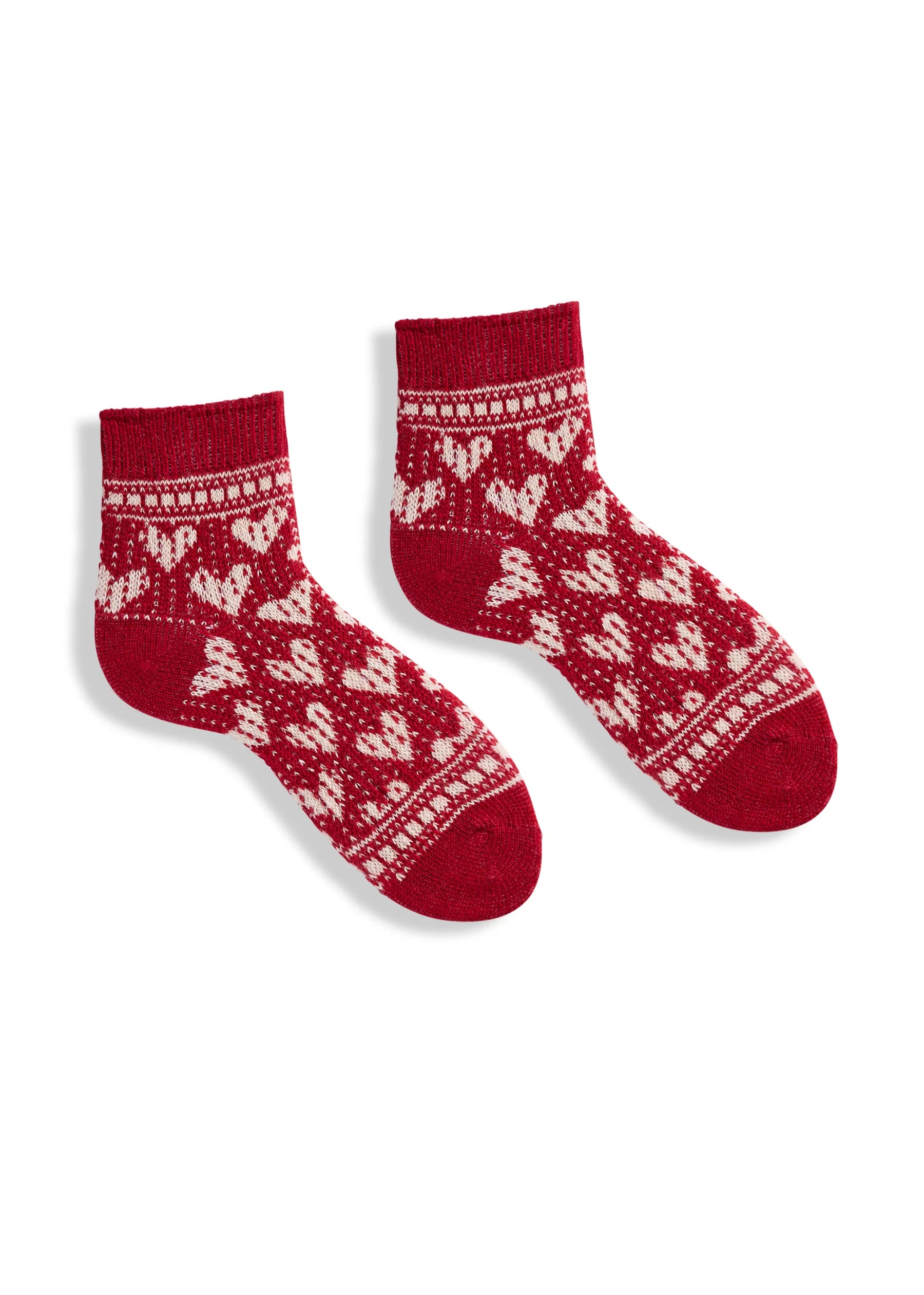 Lisa B Women's Red Wool Cashmere Hearts Ankle Socks