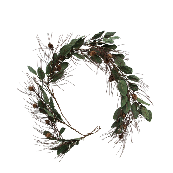 French Country White Berry & Pinecone Swag-Small