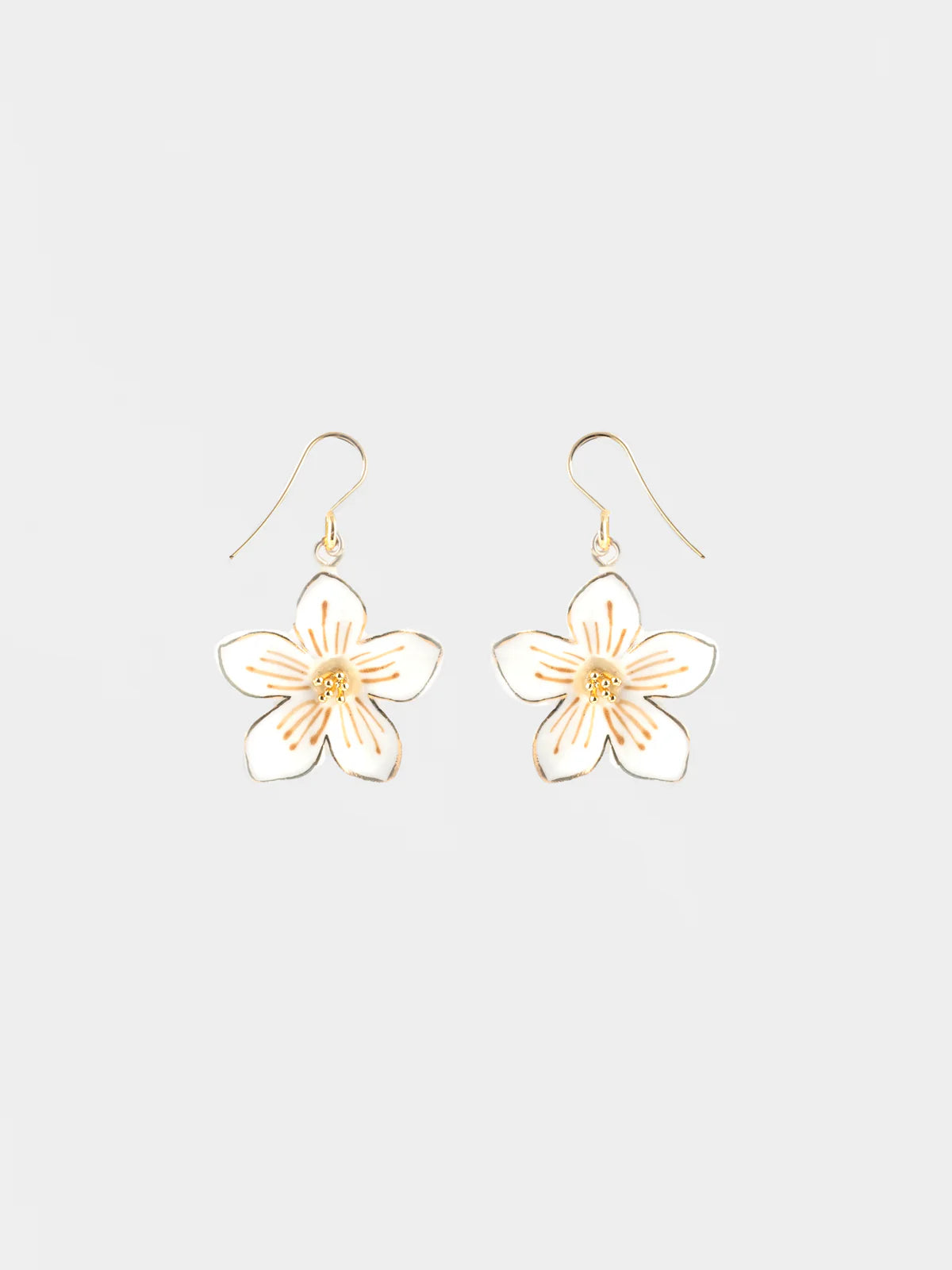 White Flower Pendant Earrings