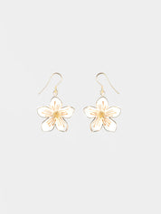 White Flower Pendant Earrings