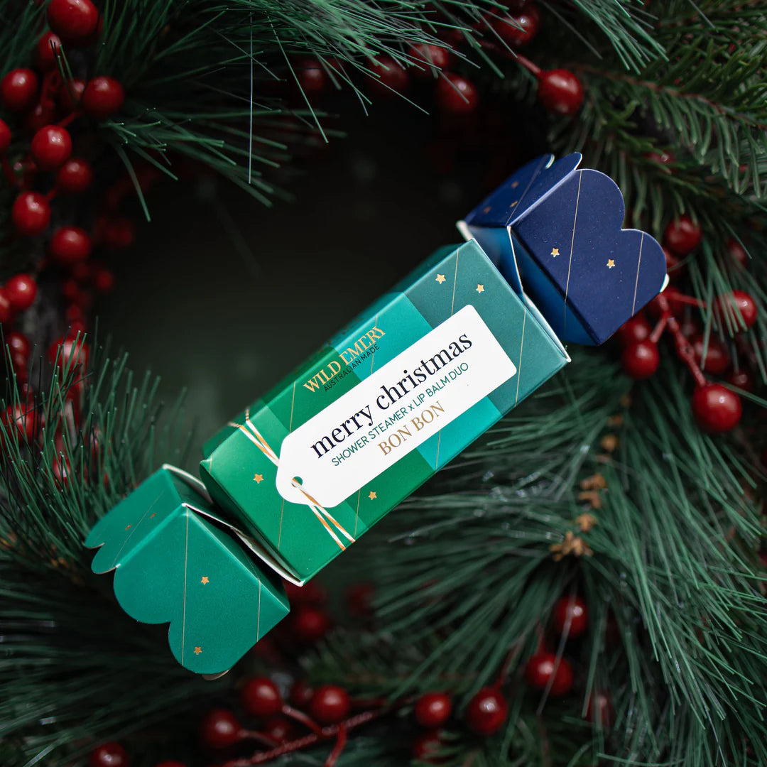 Wild Emery Merry Christmas Shower Steamer x Mini Lip Balm Bon Bon