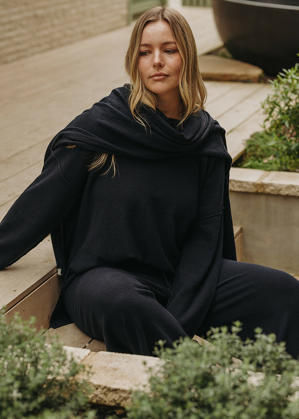 Talamaya Winter Retreat Merino Cotton Wrap in Deep Ocean